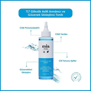 Mia Klinika 7% Glycolic Acid Toner: Pore Refining, Exfoliating & Skin Brightening - Achieve Radiant, Even Skin Tone Mia Klinika Glycolic Acid Toner: Exfoliate & Refine Pores Glycolic acid toner, Pore refining toner, Exfoliating toner, Skin brightening toner, Toner for acne prone skin, Glycolic acid facial treatment, Skin texture improving toner, Licorice root skincare, Niacinamide toner, Toner for even skin tone, exfoliate, refine pores, even skin tone, acne-prone skin, oily skin, skincare, Licorice Root Ex