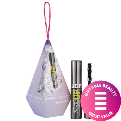 SEPHORA COLLECTION Size Up Mini Mascara Ornament: Volumizing, Vegan, Travel Size - Perfect Holiday Gift & Stocking Stuff