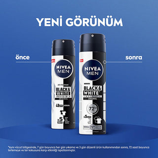 Nivea Men Black & White Invisible Original Deodorant Spray - 72-Hour Anti-Per...