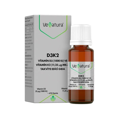 VeNatura Vitamin D3K2 Supplement (20ml) - Supports Bone & Immune Health