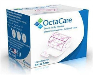 OctaCare Hypoallergenic Elastic Medical Tape - Breathable, X-Ray Permeable, 5m x 5cm OctaCare Hypoallergenic Elastic Medical Tape - Secure & Comfortable Medical Tape, Hypoallergenic Tape, Elastic Medical Tape, Non-woven Medical Tape, Breathable Medical Tape, X-Ray Permeable Tape, First Aid, Medical Supplies, Wound Care, Sensitive Skin, Joint Support, Healthcare Professionals, Patient Care, Secure Dressings