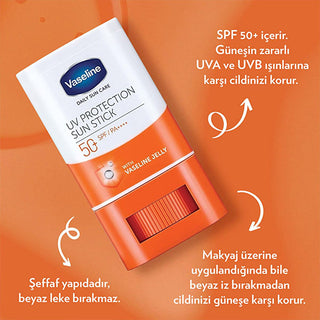 Vaseline SPF 50+ Sunscreen Stick: Daily UVA/UVB Protection, Clear & Non-Greasy, Watermelon Scented - Face & Body Sun Protection Vaseline SPF 50+ Sunscreen Stick: Clear, Non-Greasy Daily Protection sunscreen stick, SPF 50+ sunscreen, clear sunscreen, daily sunscreen, non-greasy sunscreen, face and body sunscreen, watermelon scented sunscreen, sun protection stick, uva uvb protection, sunscreen, sunblock, sun protection, UVA protection, UVB protection, moisturizing sunscreen, travel sunscreen, beach sunscreen