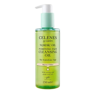 Celenes Nordic Oil Facial Cleansing Oil: Gentle, Natural Makeup Remover for Sensitive Skin - Rosehip & Grape Seed Oil De