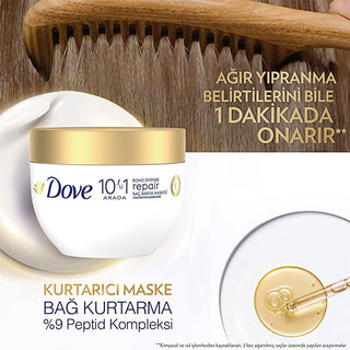 Dove Bond Intense Repair Hair Mask: Peptide Treatment for Damaged Hair, Deep Conditioning, Split End Repair & Heat Protection - 265ml Dove Bond Repair Hair Mask: Peptide Treatment for Damaged Hair hair mask, damaged hair repair, bond repair hair mask, peptide hair treatment, deep conditioning hair mask, heat damaged hair, chemically treated hair, dove hair mask, split end treatment, hair strengthening mask, hair repair, hair treatment, peptide complex, bio-protein care, hair strengthening, split ends, hair 