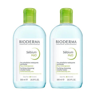 bioderma sebium h2o 500ml duo pack micellar water image Bioderma Sebium H2O - Duo Pack Micellar Water | 500ml Bioderma Sebium H2O - 2 Pack Micellar Water 500ml bioderma, micellar-water, facial-cleanser, combination-skin, oily-skin, makeup-remover, skincare, beauty-therapy, ai-generated, dual-pack