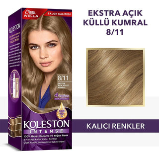 Wella Koleston Intense 8/11 Hair Dye: Extra Light Ash Blonde, 100% Gray Coverage, Long Lasting Color with Argan Oil Wella Koleston Hair Dye: Light Ash Blonde, Gray Coverage hair dye, permanent hair color, gray coverage hair dye, light ash blonde hair dye, Wella Koleston, long lasting hair color, argan oil hair dye, 8/11 hair dye, extra light ash blonde, küllü kumral saç boyası, hair color, hair coloring, hair treatment, women's hair dye, blonde hair dye, ash blonde, light blonde, hair care, beauty, personal