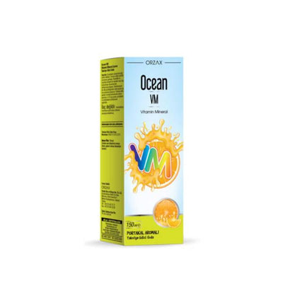 Ocean VM Orange Flavored Vitamin Mineral Supplement: Immune Support, Energy & Growth for Adults & Children - 150ml