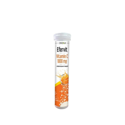 Orzax Efervit Vitamin C 1000mg Effervescent Tablets - Immune System Support & Antioxidant Boost