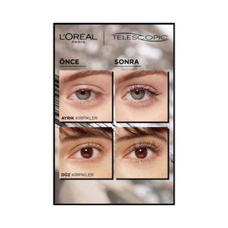 Loreal Paris Telescopic Carbon Black Mascara - Lengthening & Volumizing for Dramatic Lashes Loreal Paris Telescopic Carbon Black Mascara - Lengthen & Define Lashes Loreal Paris Mascara, Telescopic Carbon Black Maskara, Lengthening Mascara, Volumizing Mascara, Cosmetic Eyelash Enhancer, Makeup, Eye Makeup, Lash Enhancement, Vitamin E, Carbon Black Pigments, Dramatic Lashes, Beauty Essentials, Cosmetics