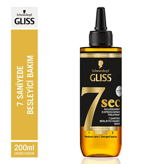 Gliss 7 Sec - 7 Second Express Nourishing Hair Cream for Dry & Damaged Hair, 6.76 fl oz Gliss 7 Sec Hair Cream for Dry Hair - 6.76 fl oz hair nourishment, quick hair care, dry hair repair, hair softening, Oleic Acid hair care, Marula Oil benefits, hair cream, hair repair, dry hair solution, damaged hair care, Gliss 7 Sec, express hair nourishment, hair care product, 200ml, 6.76 fl oz