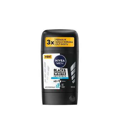 Nivea Men Black&White Fresh Deodorant Stick for Men - 50 ml, Long-Lasting Freshness & Effective Protection