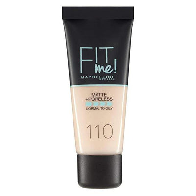 Maybelline Fit Me Matte + Poreless Liquid Foundation - 110 Porcelain - Shine Control, Natural Coverage, Oil Control, Aff