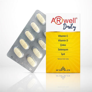 Arwell Daily 30 Tablet - Immune System Support Supplement with Vitamin C, Vitamin D, Zinc, Iodine, and Selenium Arwell Daily 30 Tablet - Immune System Support Supplement Dietary Supplement, Vitamin C, Vitamin D, Zinc, Iodine, Selenium, Immune System Support, Nutritional Supplement, Health and Wellness, Supplement, Immune Health, Wellness Product