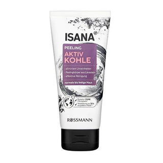 Isana Activated Charcoal Facial Scrub - Deep Cleansing Exfoliator for Oily Skin - Vegan Pore Cleansing Scrub for Blackhead Removal Isana Charcoal Scrub: Deep Cleanse, Clear Pores, Vegan activated charcoal peeling, facial scrub, deep cleansing face scrub, vegan facial scrub, oily skin exfoliator, pore cleansing scrub, Isana peeling, blackhead removal scrub, activated charcoal, lavastone, soya oil, cream formula, deep cleansing, normal skin, oily skin, vegan, skincare, exfoliation, impurity removal, clearer c