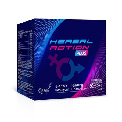 Herbal Action Plus - Natural Herbal Supplement with L-Arginine, Maca Extract, Ginseng & Epimedium - 30 Sachets