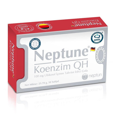 Neptune Koenzim QH (Ubiquinol) 100mg - Powerful Antioxidant & Heart Health Support - High Absorption CoQ10 Supplement wi