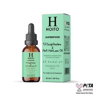 Hoito Rosemary & Peppermint Hair Oil: Superfood Anti-Hair Loss & Scalp Treatment - Promotes Hair Growth, Thickening, and Repair (1.69 fl oz) Hoito Rosemary Oil: Hair Loss Treatment, Thickening - 1.69 fl oz hair loss treatment oil, rosemary hair oil, peppermint hair oil, hair and scalp treatment, hair thickening oil, hair growth oil, natural hair loss remedy, scalp moisturizing oil, anti hair loss oil, hair repair oil, hair oil, rosemary, peppermint, plant extracts, anti-hair loss, strengthens hair, moisturi