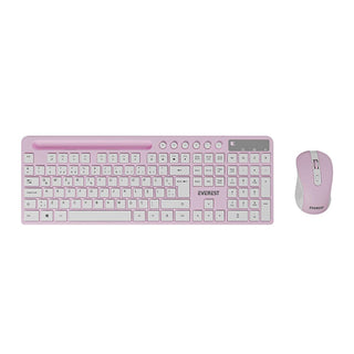 Everest Pembe Beyaz Wireless Keyboard and Mouse Set KM-730 - Clutter-Free Workspace, Adjustable DPI Everest KM-730 Wireless Keyboard & Mouse Set Wireless Keyboard and Mouse, Kablosuz Klavye ve Fare, KM-730, Everest Pembe Beyaz, Multimedia Keyboard, Clutter-Free Workspace, Adjustable DPI, Office Essentials, Gaming Peripherals, Productivity Tools