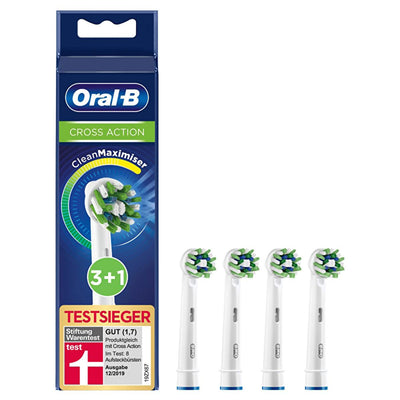 Oral-B CrossAction Clean Maximizer Electric Toothbrush Replacement Heads (4-Pack) - Superior Plaque Removal, Compatible 