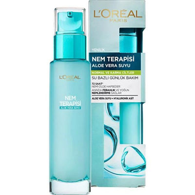 L'Oréal Paris Moisturizing Face Serum with Aloe Vera - Hydrating Skincare for Normal to Combination Skin, Non-Greasy, 72