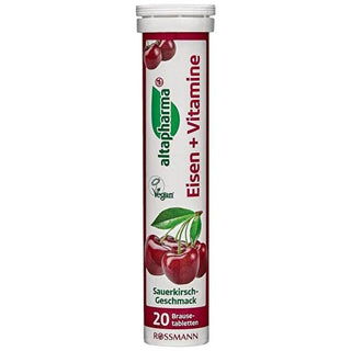Altapharma Iron & Vitamin Dietary Supplement - 20 Effervescent Tablets, Vegan, Gluten-Free, Lactose-Free, Immune System Support Altapharma Iron & Vitamin Supplement - 20 Effervescent Tablets dietary supplement, iron supplement, vegan supplement, effervescent tablets, immune system support, gluten-free, lactose-free, vegan-friendly, health supplements, nutritional support, Altapharma, dietary health, wellness products, vitamin C, vitamin B12, folic acid, cherry flavor, nutritional supplements