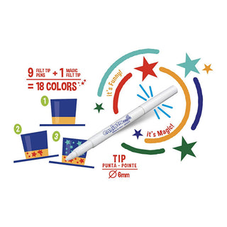 Carioca Magic Color Changing Marker Set (9 Colors + Magic White Pen) | Novelty Art Pens for Kids, Teens & Art Enthusiasts Carioca Magic Markers - Color Changing Fun for Kids! color changing markers, magic marker pens, art marker set, kids coloring markers, color changing art supplies, italian made markers, magink markers, novelty art pen, color transformation markers, markers, pens, coloring supplies, art supplies, kids art supplies, children markers, drawing pens, creative markers, school supplies, gifts f