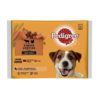 Pedigree Beef Flavored Dog Wet Food Pouches, 4x100g - Complete Adult Dog Nutrition with Essential Vitamins & Minerals for Healthy Dogs Pedigree Beef Dog Food Pouches - Healthy & Complete Nutrition dog wet food, pedigree dog food, dog food pouches, beef dog food, adult dog food, healthy dog food, complete dog nutrition, dog food with vitamins, dog food, wet dog food, beef flavored dog food, dog nutrition, balanced dog diet, vitamin D3, vitamin E, dog food with minerals, convenient dog food, palatable dog foo