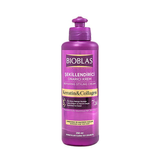 Bioblas Anti-Hair Loss Styling Cream with Collagen & Keratin - 8.45 fl oz Bioblas Hair Care: Anti-Hair Loss Styling Cream hair care product, anti-hair loss cream, collagen hair treatment, keratin hair cream, styling hair product, hair nourishment, hair strengthening, hair loss solution, hair styling, collagen, keratin, hair care, styling cream, hair treatment, Bioblas