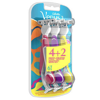 Gillette Venus: Smooth & Sensitive Disposable Women's Razor - 3 Blade, Close Shave, Skin Protection + Easy-Grip Handle (4+2 Pack) Gillette Venus Disposable Razor: Smooth Shave, Sensitive Skin disposable razor, women's razor, ladies razor, shaving razor, razor for sensitive skin, 3 blade razor, venus razor, gillette venus, disposable razors for women, comfortable shave razor, razor, shaving, hair removal, personal care, beauty, women's shaving, ladies shaving, sensitive skin, irritation-free, smooth shave, q