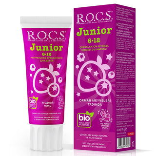 Rocs Children's Toothpaste - Natural Forest Fruits Flavor for Kids Aged 6-12, Strengthens Teeth & Encourages Brushing Rocs Kids Toothpaste - Natural & Effective Oral Care children's toothpaste, kid's oral care, toothpaste for kids aged 6-12, natural toothpaste, xylitol toothpaste, forest fruits flavor toothpaste, oral care for children, kids' dental health, healthy smile, brushing made easy