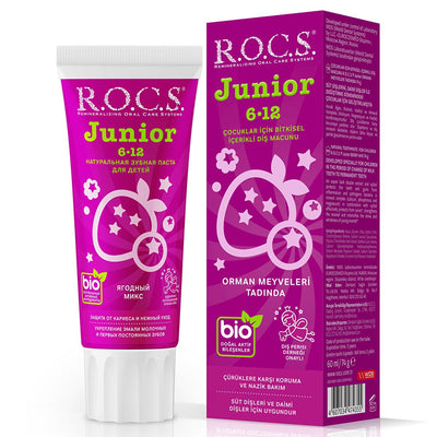 Rocs Children's Toothpaste - Natural Forest Fruits Flavor for Kids Aged 6-12, Strengthens Teeth & Encourages Brushing