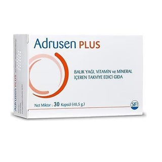 Adrusen Plus Omega-3 Dietary Supplement - Supports Heart Health, Cognitive Function & Eye Health with EPA, DHA, Vitamin C, E, Zinc, Lutein, Zeaxanthin & Astaxanthin - 30 Capsules Adrusen Plus Omega-3 Supplement - Heart, Cognitive & Eye Health Support Dietary Supplement, Omega-3 Fatty Acids, Vitamin C, Vitamin E, Zinc, Lutein, Zeaxanthin, Astaxanthin, Nutritional Support, Health Supplement, Heart Health, Cognitive Function, Eye Health, Antioxidant Support, Immune System Support