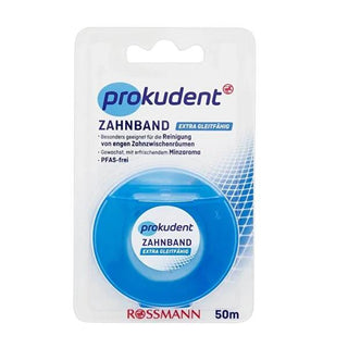 Prokudent Mint Flavored Waxed Dental Floss - 50m PFAS-Free for Effective Interdental Cleaning Prokudent Mint Waxed Dental Floss 50m - PFAS-Free Dental floss, Mint flavored dental floss, Waxed dental floss, PFAS-free dental floss, Interdental cleaning, Oral hygiene, Oral care, Dental care, Flossing, Mint flavored, Waxed floss, Non-toxic dental products, Safe dental floss, Effective interdental cleaning, Fresh breath, Clean teeth, Healthy gums, Dental health