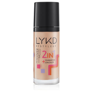 LYKD 2 in 1 Foundation Makeup - Natural Beige, Long-Lasting, Nourishing with Honey and Vitamin C LYKD 2 in 1 Foundation - Natural Beige, Nourishing & Long-Lasting 2 in 1 Foundation, Natural Beige Foundation, Foundation Makeup for Imperfections, Long-lasting Foundation, Nourishing Foundation with Honey and Vitamin C, Makeup for Flawless Finish, Skincare Benefits, All Skin Types, Lightweight Foundation