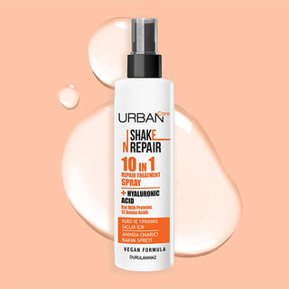 Urban Care Shake N Repair: 10-in-1 Leave-In Hair Care Spray - Heat Protection, Damage Repair, Frizz Control, Vegan - 6.76 fl oz Urban Care Hair Spray: Heat Protection, Frizz Control, Vegan hair care spray, leave-in conditioner, dry hair treatment, damaged hair repair, heat protectant spray, frizz control spray, vegan hair care, hyaluronic acid hair spray, UV protection hair spray, 10-in-1 hair treatment, hair spray, conditioner, hair repair, heat protection, frizz control, vegan, hyaluronic acid, UV protect