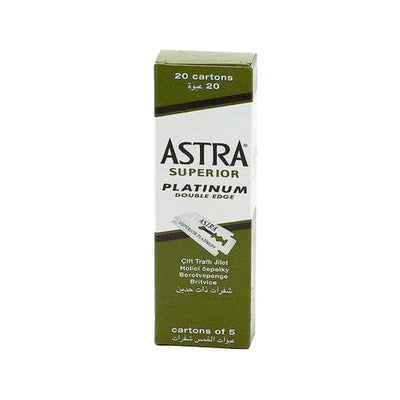 Astra Professional Superior Platinum Double-Edged Razors - 5 Packs of 20 Platinum-Coated Blades for Smooth Shaving Exper