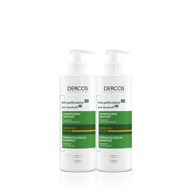 Vichy Dercos Anti-Dandruff Shampoo for Dry Hair - 2 x 390ml - Gentle Care & Effective Dandruff Treatment