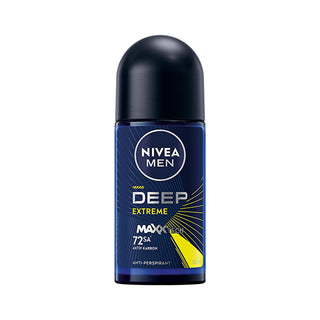 Nivea Men Deep Extreme Roll-on Deodorant for Active Men - Long Lasting Anti-Perspirant Protection, 72 Hours Sweat Control, Active Carbon Formula Nivea Men Deep Extreme Deodorant - 72 Hour Protection Nivea Men Deodorant, Roll-on Deodorant for Men, Long-lasting Anti-perspirant, Active Carbon Deodorant, Dermatologically Tested Deodorant, Men's Grooming, Personal Care, Anti-perspirant Deodorant, Sweat Control, Odor Protection, Active Lifestyle, Sports Deodorant, Sensitive Skin Friendly