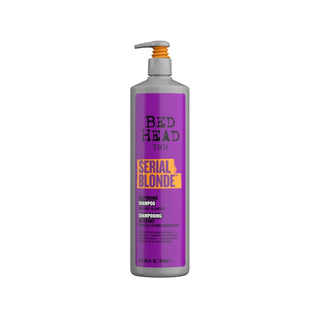 Tigi Bed Head Serial Blond Shampoo: Repairing & Brightening for Blonde Hair, 970ml - Professional Hair Repair Tigi Bed Head Serial Blond Shampoo: Repair Damaged Blonde Hair blonde hair shampoo, repairing shampoo, Tigi Bed Head shampoo, Serial Blond shampoo, shampoo for blonde hair repair, large size shampoo, hair repair shampoo, shampoo, blonde hair care, hair repair, damaged hair, brassiness, color vibrancy, salon quality, professional shampoo, blonde, dry hair, damaged hair repair, hair cleansing, hair pr