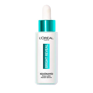 loreal paris bright reveal dark spot treatment serum 30 ml, loreal paris serum with niacinamide and amino-sulfonic acid, packaging of loreal bright reveal serum L'Oreal Paris Bright Reveal Serum - Dark Spot Treatment | 30 ml L'Oreal Paris Bright Reveal Serum - Dark Spot Treatment loreal-paris, dark-spot-serum, bright-reveal, niacinamide-serum, skincare, dark-spot-treatment, women-skincare, anti-aging, acne-scar-treatment, ai-generated