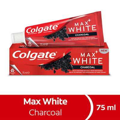 Colgate Max White Charcoal Toothpaste: Whiten Teeth & Remove Stains Naturally | Activated Charcoal for Daily Use, 2.54 f