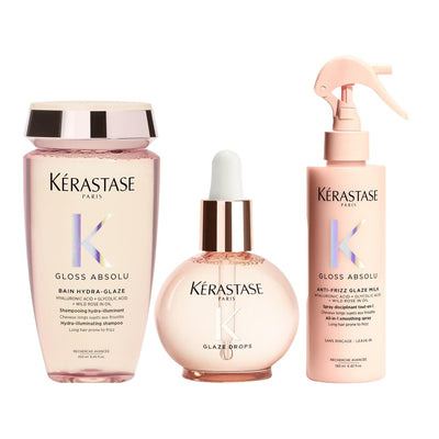 Kerastase Anti-Frizz Shine & Heat Protection Hair Care Set: Smooths Frizz, Enhances Shine, Shields from Heat, Complete 3