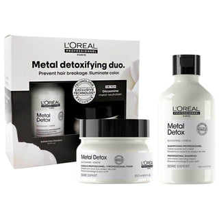 L'Oréal Professionnel Metal Detox Shampoo & Mask Value Set: Sulfate-Free Hair Detox for Color Protection, Breakage Reduction & Enhanced Shine L'Oréal Metal Detox: Sulfate-Free Shampoo for Color Protection Metal Detox Shampoo, Metal Detox Mask, Sulfate free shampoo, Hair color protection, Anti-breakage hair treatment, Hair detox, Glicoamine shampoo, Shine enhancing shampoo, Color safe shampoo, Metal buildup hair removal, hair care set, shampoo, hair mask, color treated hair, damaged hair, hair breakage, spli
