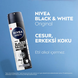Nivea Men Black & White Invisible Original Deodorant Spray - 72-Hour Anti-Per...