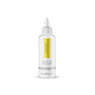 skinmaster anti-blemish skin whitening toner 200 ml, bottle of skinmaster anti-blemish toner Skinmaster Anti-Blemish Skin Whitening Toner - 200 ml Skinmaster Anti-Blemish Toner - Skin Whitening | 200 ml skinmaster, blemish-toner, skin-whitening, toner, niacinamide, glycolic-acid, anti-blemish, facial-care, women-skincare, ai-generated