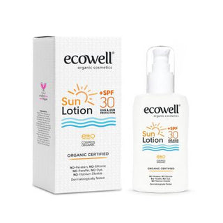 ecowell organic sunscreen lotion spf 30, ecowell sunscreen bottle, ecowell spf 30 lotion in nature Ecowell Organic Sunscreen Lotion SPF 30 - Protect & Moisturize | 5 fl oz Ecowell Organic Sunscreen Lotion SPF 30 | 150ml ecowell, organic-sunscreen, spf-30, vegan, natural-sunscreen, moisturizing-lotion, beach-care, sun-care, skin-protection, ai-generated