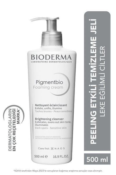 Bioderma Pigmentbio Foaming Cream: Dark Spot Remover & Sensitive Skin Cleanser - Peeling Face Wash for Hyperpigmentation