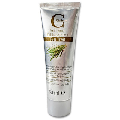 Claderm Tea Tree Clay Face Mask - Natural Acne Treatment & Skin Nourishment, 1.69 fl oz