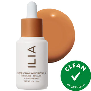 Ilia Super Serum Skin Tint SPF 40: Dewy Coverage, Mineral Sunscreen, & Potent Skincare Foundation for a Radiant, Natural Look Ilia Tinted Serum SPF 40: Radiant Skin & Sun Protection tinted serum foundation, mineral SPF foundation, vegan foundation, gluten-free foundation, cruelty-free makeup, natural dewy makeup, skincare foundation, hyaluronic acid foundation, niacinamide serum, squalane face serum, tinted serum, mineral SPF, vegan makeup, gluten-free makeup, cruelty-free beauty, natural makeup, dewy makeu