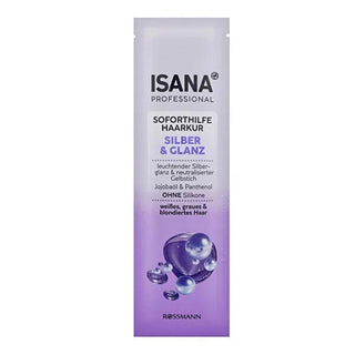 Isana Professional Silver Shine Hair Treatment for Blonde, Grey & Yellowed Hair - Vegan, Silicone-Free, UV Protection Isana Professional Silver Shine Hair Treatment - Vegan & Silicone-Free hair treatment, blonde hair care, grey hair care, vegan hair care, silicone-free hair care, UV protection for hair, nourishing hair treatment, color correction, vegan cosmetics, eco-friendly hair care, cruelty-free hair products, sensitive scalp hair care